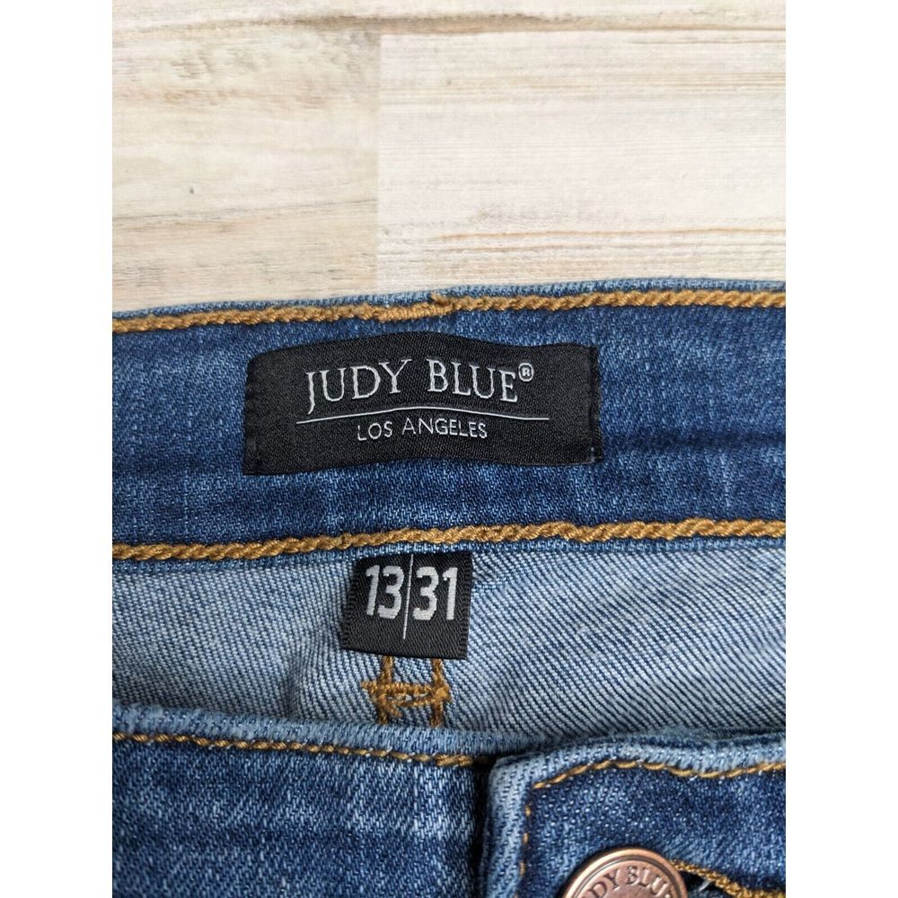 Judy Blue Skinny‎ Fit Mid-Rise Skinny Jeans Sz 13/31 (32x29) Stretch Distressed - Picture 5 of 12